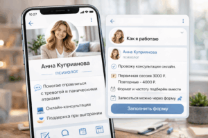 закреп и описание в оформлении профиля психолога в Telegram