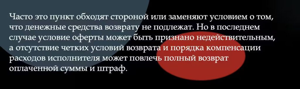 Условия возврата денежных средств в публичной оферте на онлайн-услуги